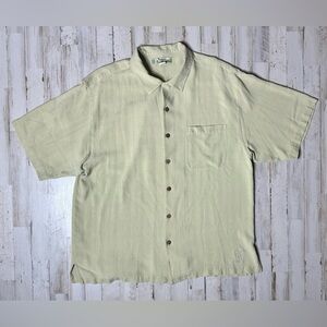 Tommy Bahama Shirt Men's XL Button Up 100% Silk Beige